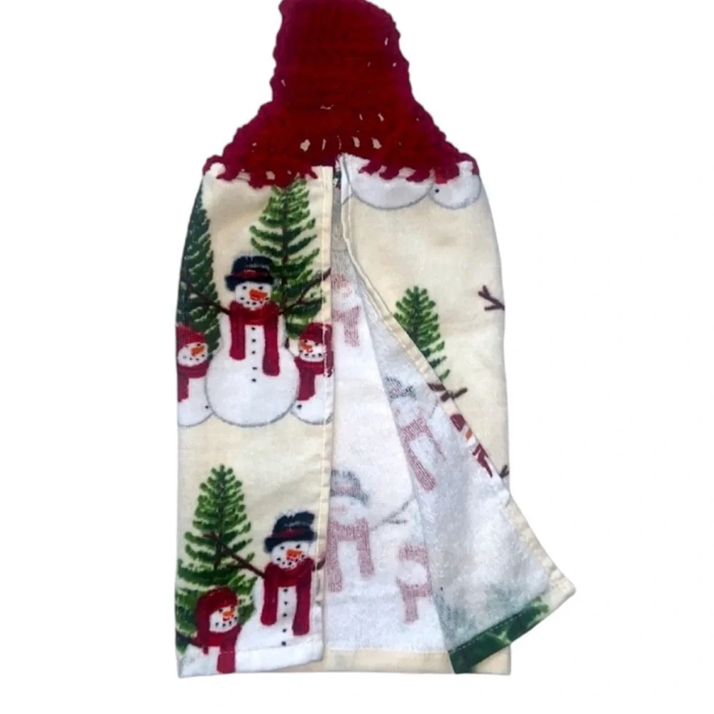 Hand Crafted Christmas Snowman Holiday Hanging Hand Towel